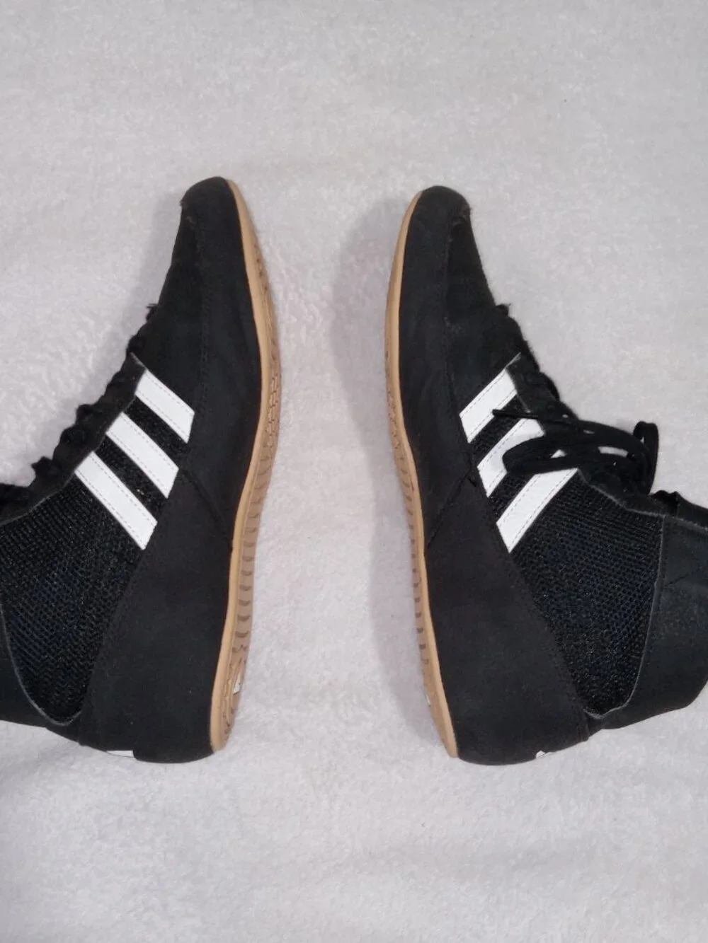 Adidas HVC Wrestling Shoes Men's 9 Black/ Leather Combat Gum Soles